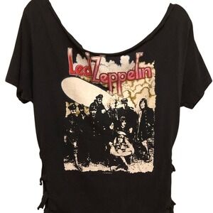 VINTAGE LED ZEPPELIN Altered Black Graphic Tee Top L Original Concert T Shirt